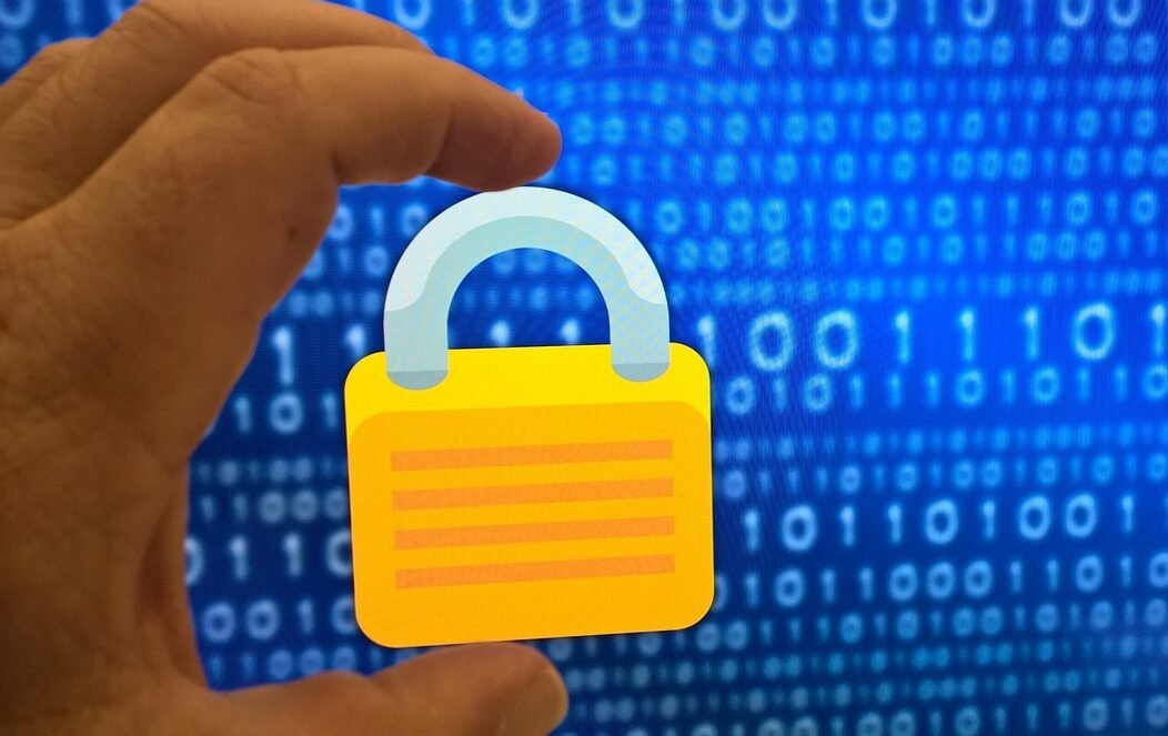Lock symbol on a laptop representing strong password protection.