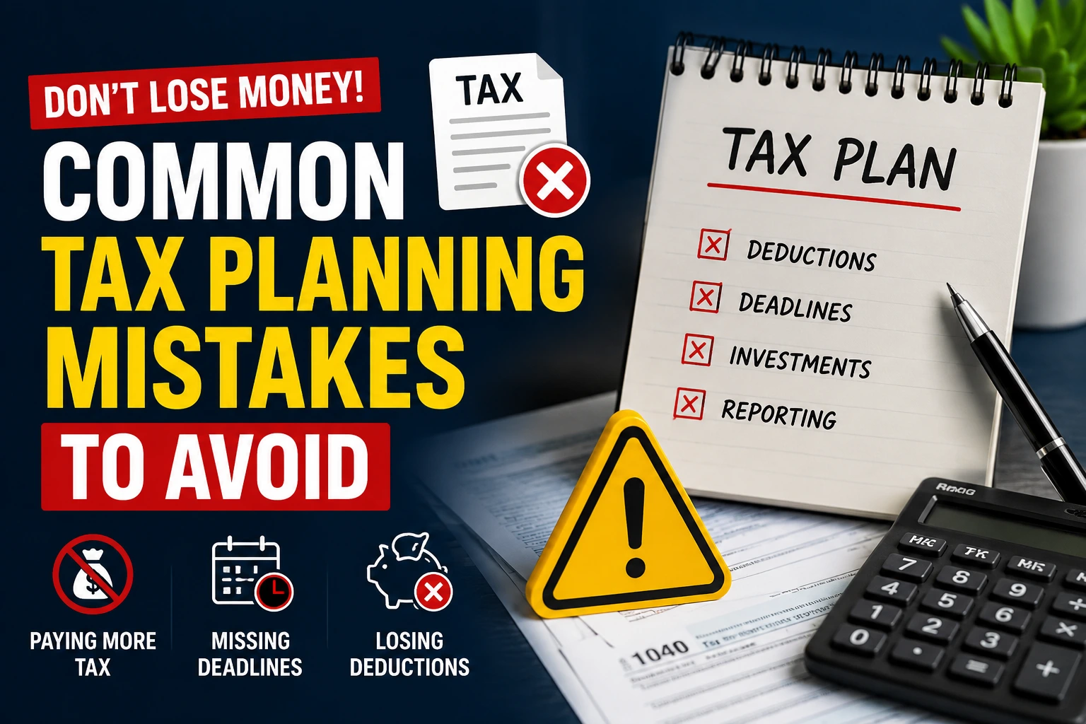 Common tax planning mistakes that can lead to higher taxes, missed deductions, and costly financial errors